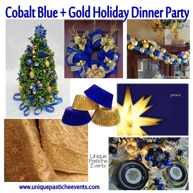 Cobalt Blue + Gold Holiday Dinner Party