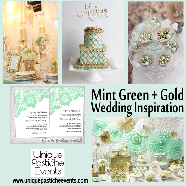 mint green gold white wedding inspiration lace unique pastiche events