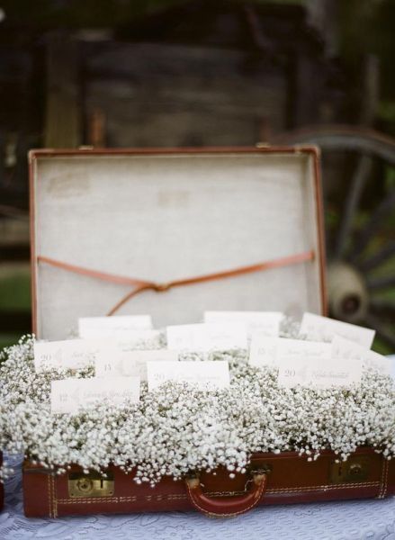 Baby’s Breath Escort Card Table Décor