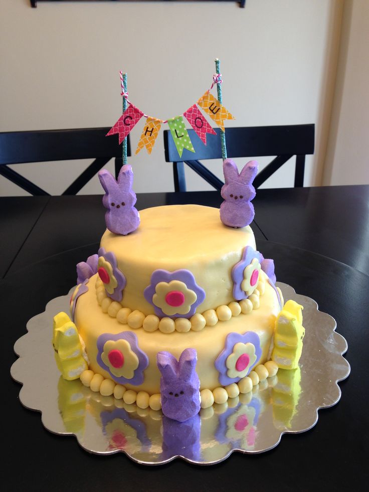 Peeps Birthday Cake – shared by Kirsche Brown on Pinterest