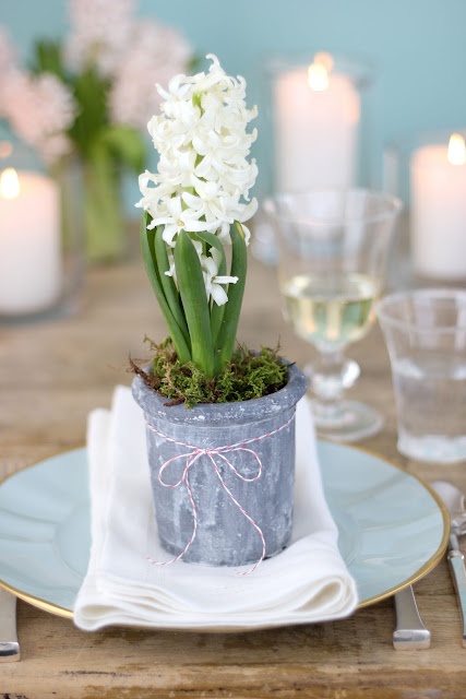 Simple Hyacinth Place Setting – shared by Everyday Occasions by Jenny Steffens Hobick
