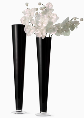 Black Glass Trumpet Vases – sold by JamaliGarden