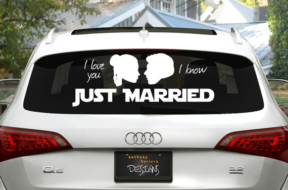 Just Married Star Wars Wedding Window Cling Decal – made by AnthonyHerreraDesign on Etsy