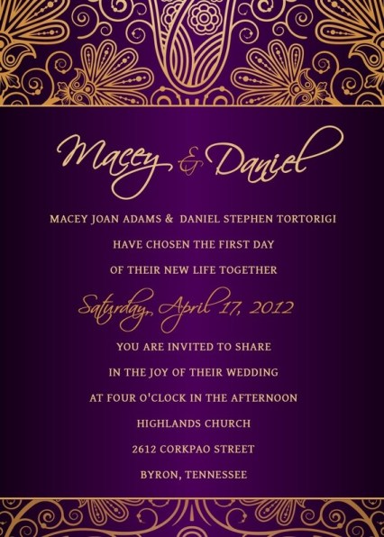 Purple and Gold Invitations – spotted on Pinterest