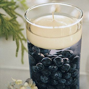 Blueberry Filled Cylinders Décor – shared on Brides.com