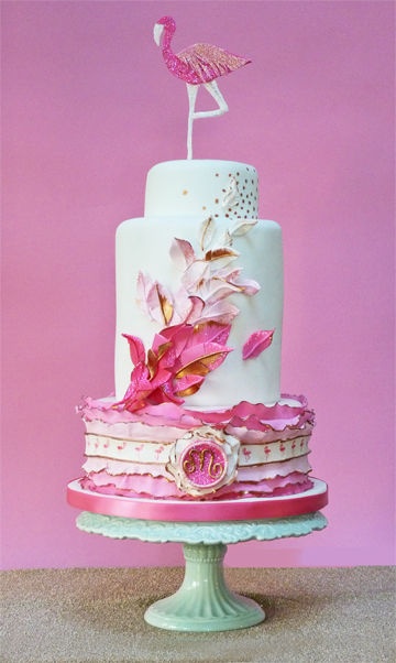 40th Birthday Cake with a Flamingo Theme – shared on Cake Central