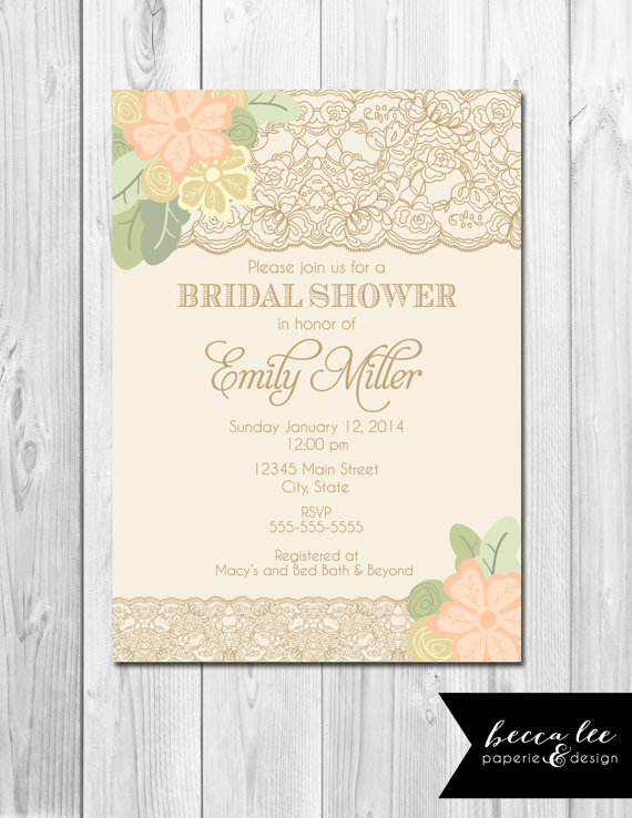 Floral Lace Bridal Shower Invitation – made by BeccaLeePaperie on Etsy