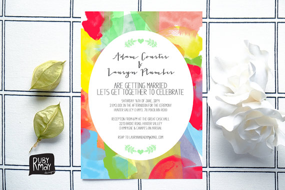 Colorful Wedding Invitation – made by RubyMayDesign on Etsy