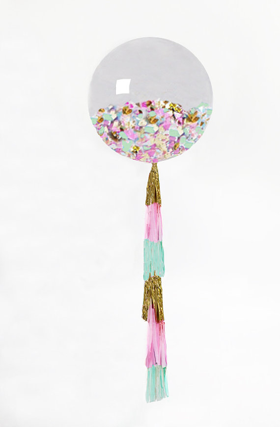 Giant Balloon with Tassel and Confetti – made by PomJoyFun on Etsy