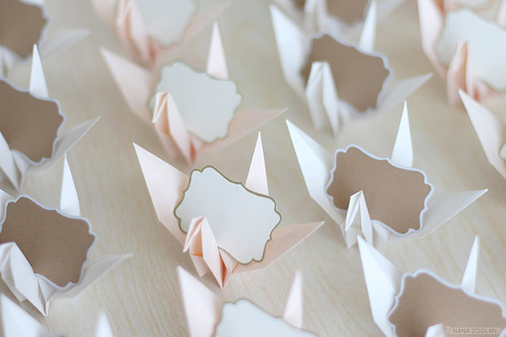 Origami Paper Crane Place Cards – made by NANAZOOLAN on Etsy