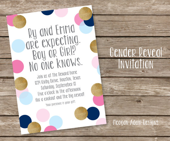 Confetti Gender Reveal Party Invitation – made by meaganadair on Etsy