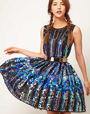 ASOS Skater Dress in Holographic Sequins – spotted on ASOS