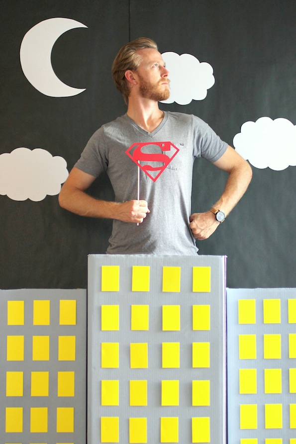 DIY City Skyline Photo Backdrop – shared on the Evite blog