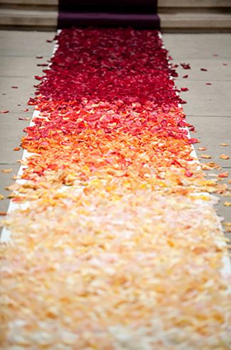 Dark Red to Cream White Ombre Petal Wedding Aisle Runner – spotted on Pinterest
