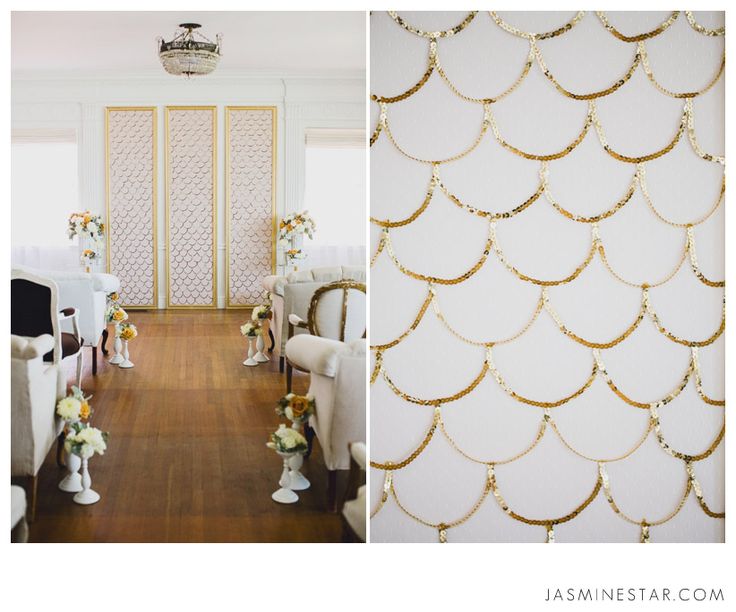 Sequined Gold Scallop Background – shared on Jasmine Star Blog
