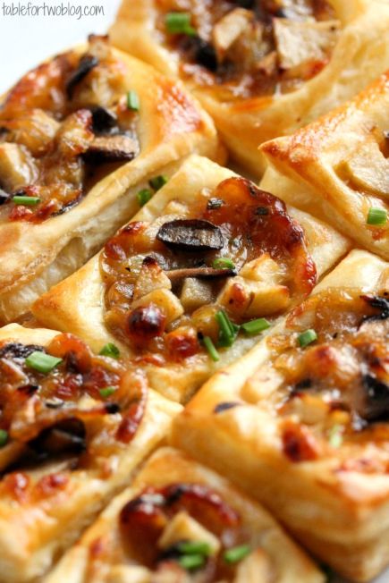 Caramelized Onion, Mushroom, Apple & Gruyere Bites – recipe shared by Table for Two