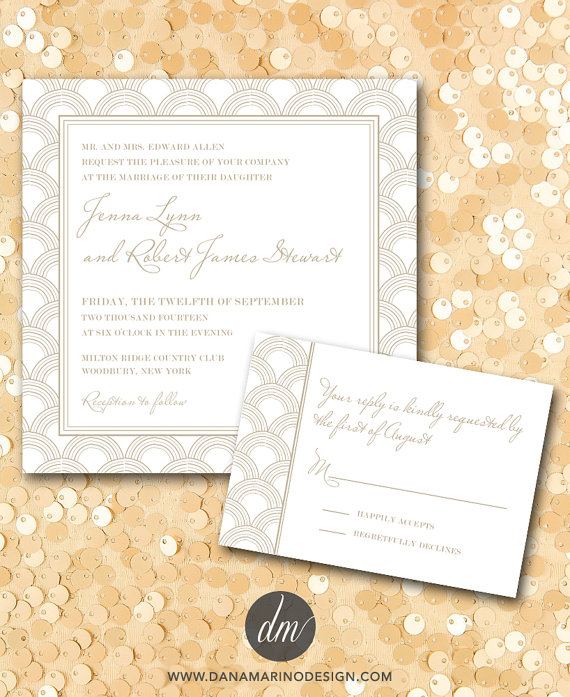 Printable Deco Wedding Invitation and RSVP – made by DanaMarinoDesign on Etsy