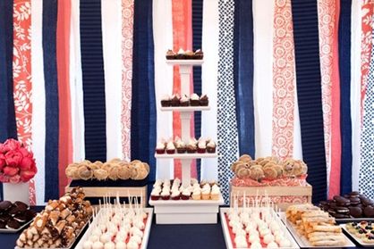 Coral and Navy Party Food Station – spotted on Pinterest