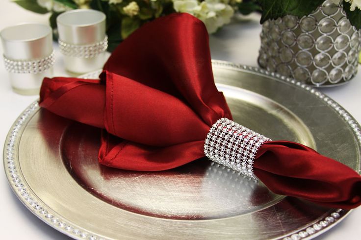Satin Napkin in Burgundy – available on CVLinens
