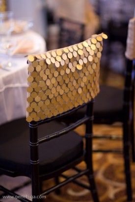 Gold Sequin Chair Cover Cap – shared on Wildflower Linen