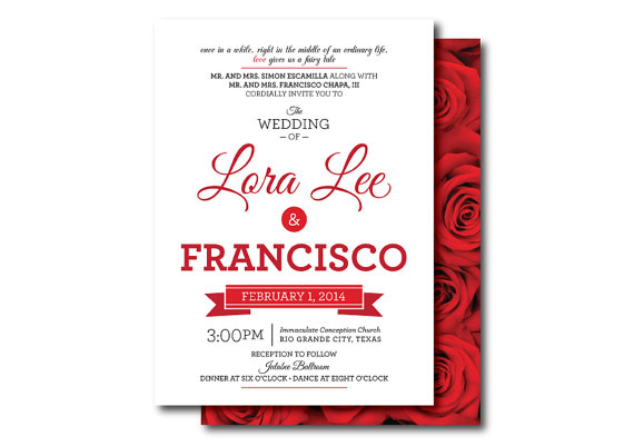 Red Rose Wedding Digital Invitation – made by PinkTexasPrint on Etsy