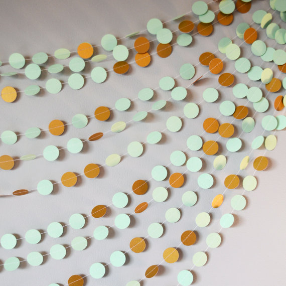 Mint and Gold Circle Garland – made by FunkyFrillsUK on Etsy