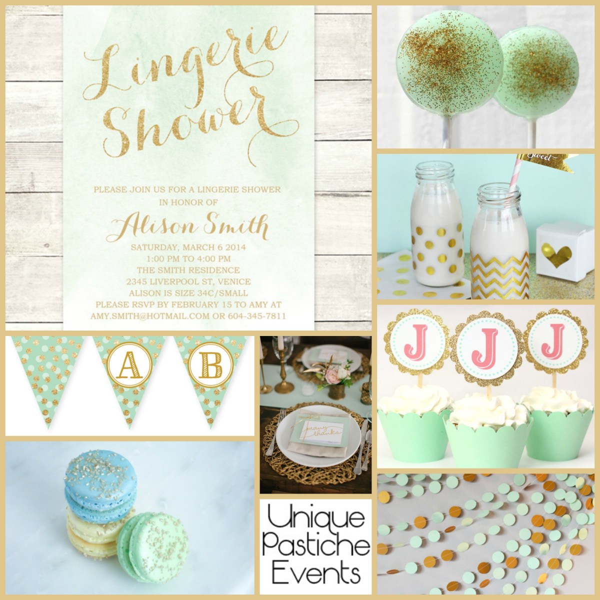 Lingerie Shower in Mint and Gold