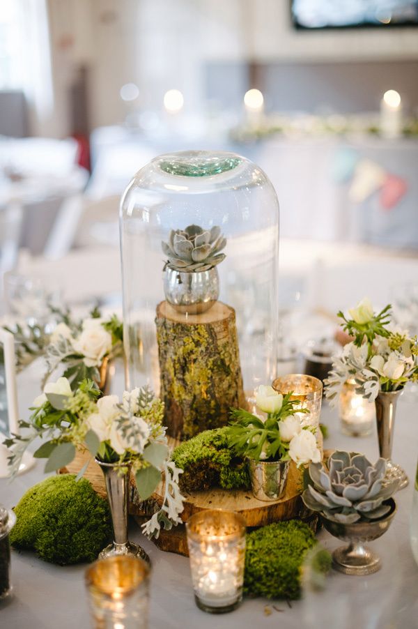 Woodland Inspired Centerpieces with Moss – shared on Ruffled