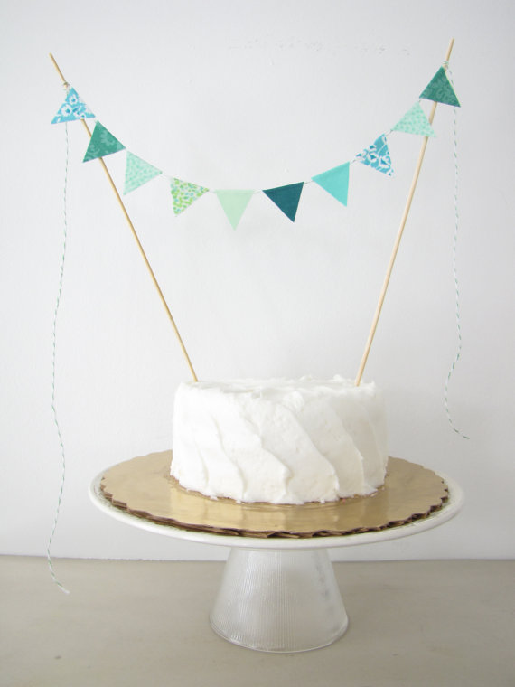 Emerald Forest Wedding Cake Topper Bunting – made by AthenaandEugenia on Etsy