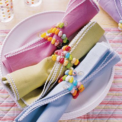 Jelly Bean Napkin Rings – shared on Delish