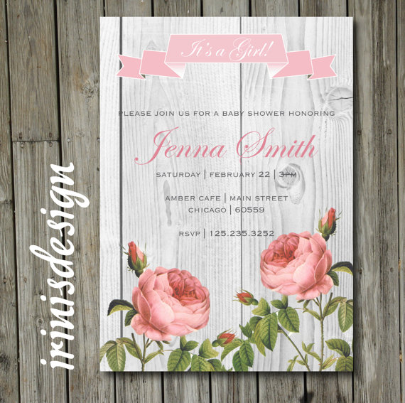 Light Wood Tea Rose Invitation – made by irinisdesign on Etsy