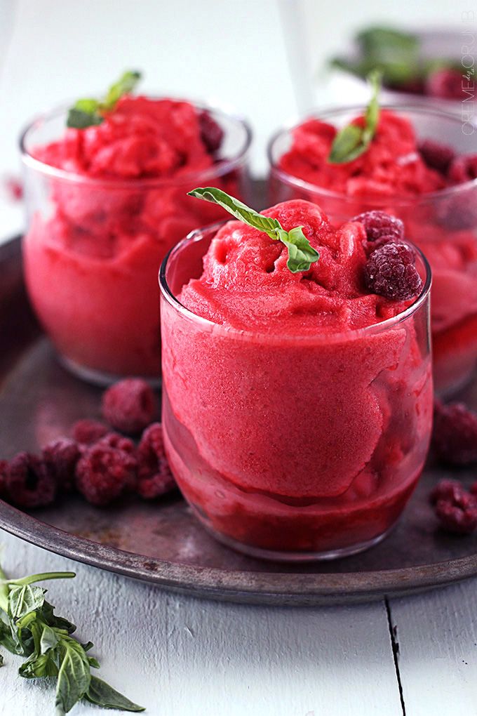 Raspberry Sorbet – recipe shared by Crème de la Crumb