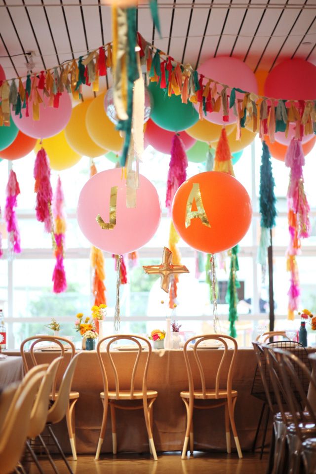 Vibrant Balloon and Tassel Décor – shared on Bash, Please