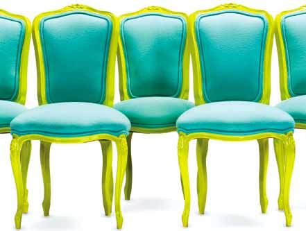 Turquoise and Lime Chairs – shared on Apartment Therapy