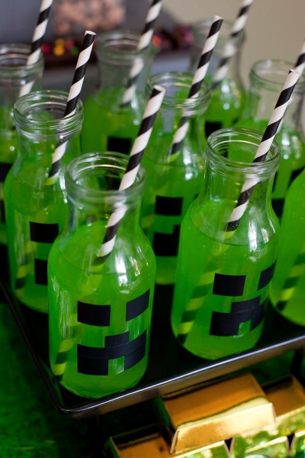 Minecraft Green Party Drinks – shared on Hostess With the Mostess
