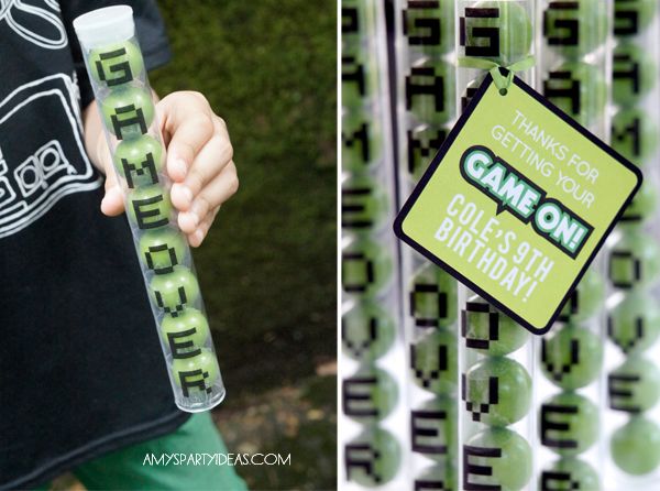 Game Over Gumball Party Favors – shared by Bloom Designs