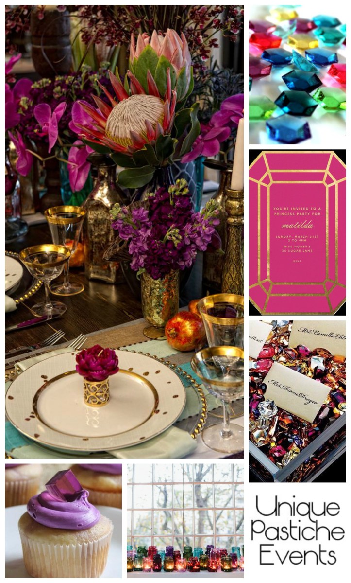 Luxurious Gem Themed Party + Celebration Ideas Enjoy the full post here: https://uniquepasticheevents.com/2015/06/03/luxurious-gem-themed-party-celebration-ideas/