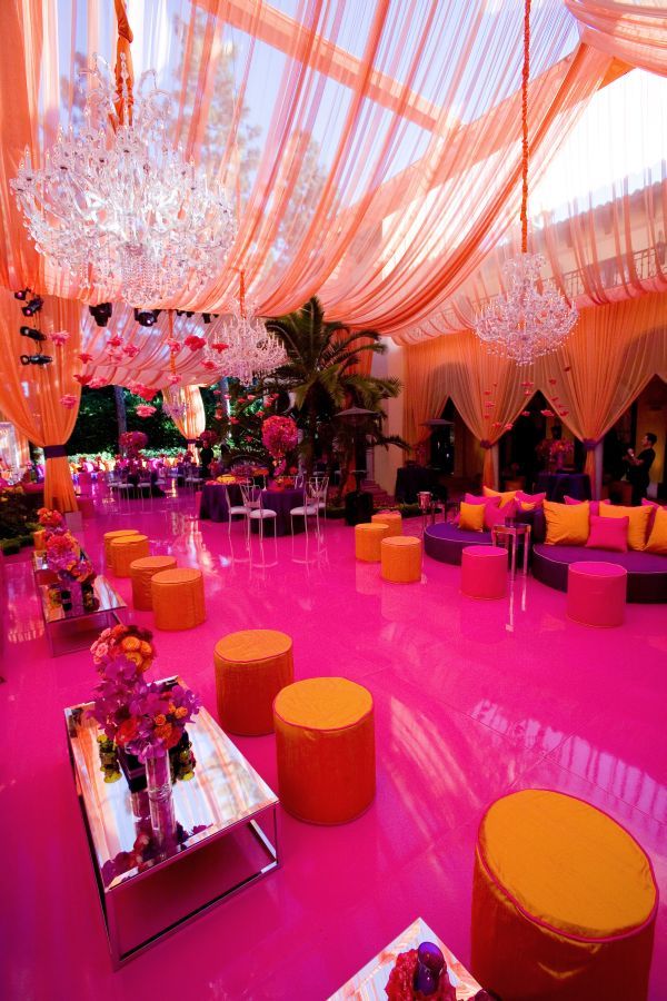 Luxurious Pink and Orange Lounge Tent – spotted on The Bridal Detective