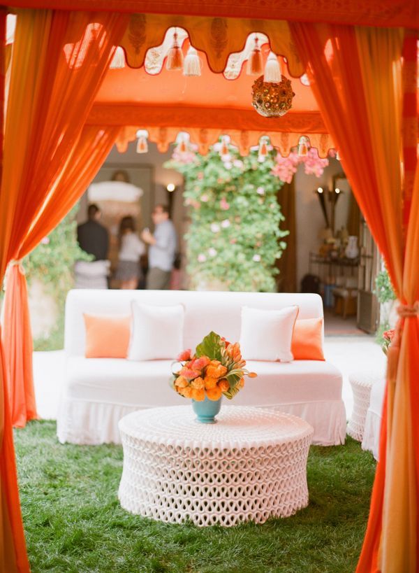 Orange and White Lounge Area Tents – shared on Inspired by This