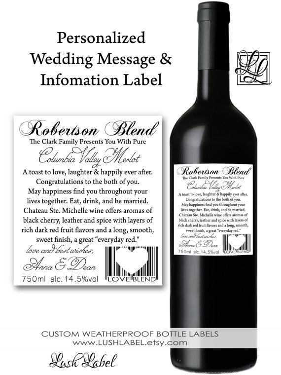 Custom Personalized Wine Bottle Label – made by LushLabel on Etsy