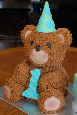 Cuddly Teddy First Birthday Teddy Bear Cake – created by Tricia at Something Sweet Cakery
