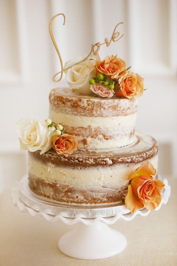 Two Tier Naked Wedding Cake – shared in a roundup post on My Wedding