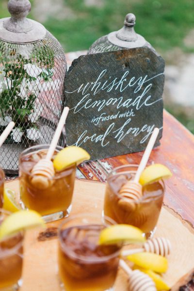 Whiskey Lemonade Cocktail with Infused Local Honey – shared on Style Me Pretty