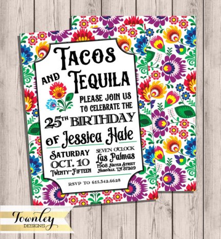 Taco and Tequila Fiesta Invitation Printable – created and sold by TownleyDesigns on Etsy