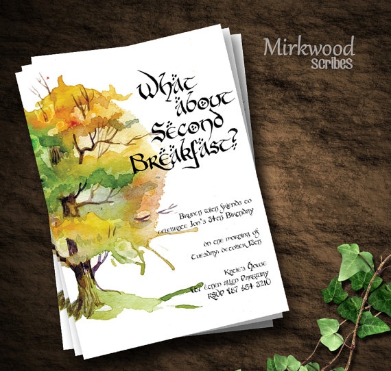Lord of the Rings Hobbit Second Breakfast Brunch Invitation – created and sold by MirkwoodScribes on Etsy