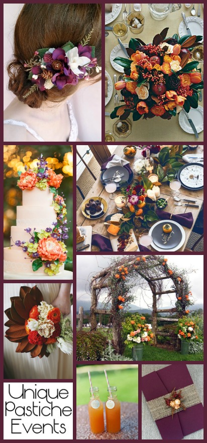 Romantic Botanical Fall Wedding Ideas See all the details: https://uniquepasticheevents.com/2015/11/11/romantic-botanical-fall-wedding-ideas/