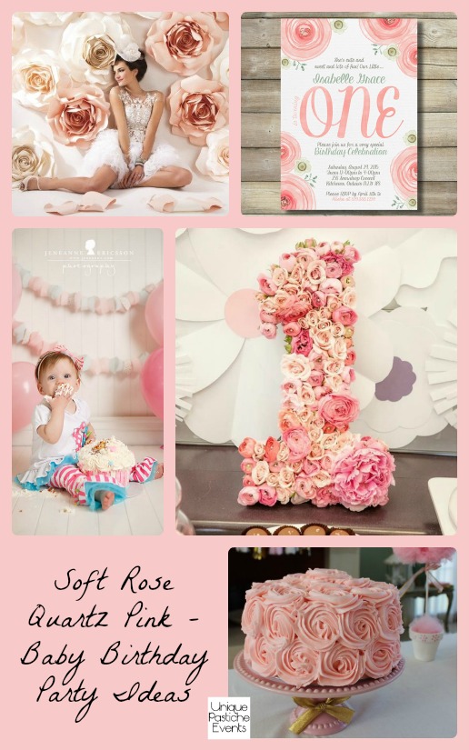 Soft Rose Quartz Pink – Baby Birthday Party Ideas Check out the full post for all the details: https://uniquepasticheevents.com/2016/01/13/soft-rose-quartz-pink-baby-birthday-party-ideas/
