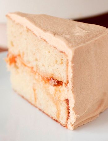 Peach Filled Cake with Dulce de Leche Buttercream Recipe – shared by Smells Like Home