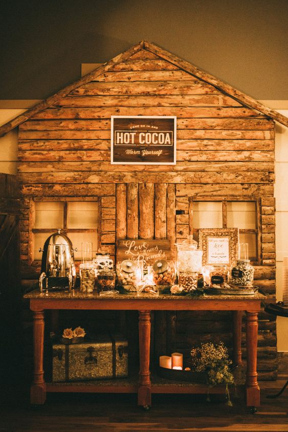 Rustic Cabin Hot Cocoa Bar – shared by Witney Carson