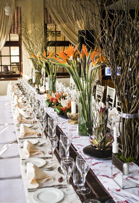 African Bird of Paradise Centerpiece and Tablescape – shared by Lemontree Concepts